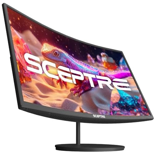 Sceptre Curved 27-inch Prime Monitor up to 100Hz 1080p HDMI x2 VGA 99% sRGB Build-In Speakers, R1500 Machine Black 2025 (C275W-1920RN Series)