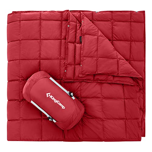 KingCamp Ultraleicht Reisedecke, Warme Outdoor Decke, Winddichte Camping Decke, Wasserabweisend Kompakt kleines packmaß für unterwegs Picknick Reisen zu Hause 213 × 203 cm Weinrot Cover