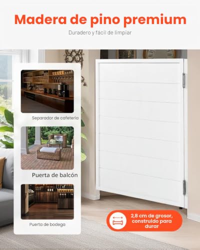 Miniatura 3 de Vevor Puertas Batientes Para Cafetería, Puertas Individuales 805 X 28 X 1060 Mm Con Bisagras Y Kit De Herrajes, Diseño Cuadrado De Madera De Pino Para Pasillo, Cocina, Bar, Entrada De Pub, Blanco