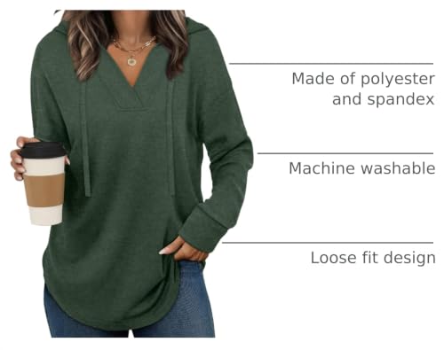 Image of Sampeel Hoodies for Women Trendy Fall Fashion 2025 V Neck Oversized Sweatshirt Plus Size Tops Clothes