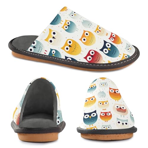 Cartoon Owl Fuzzy Slippers Soft Home Bedroom Slippers for Women Men House Shoes4