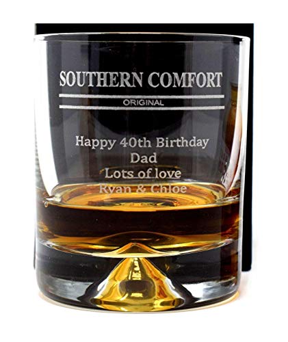 Engraved/Personalised *Southern Comfort Design* Dimple Glass Tumbler Gift Boxed