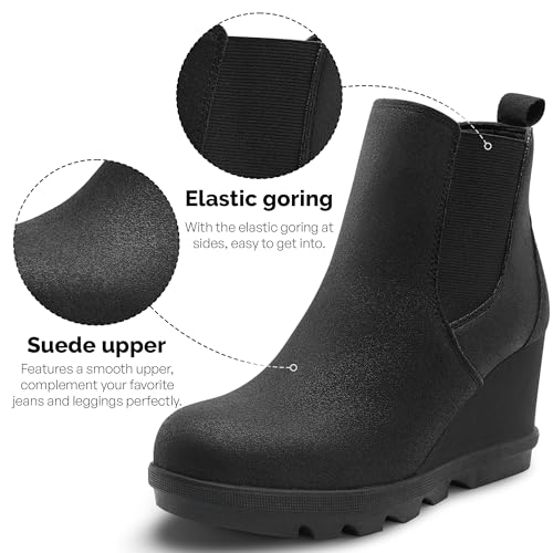 shoeslocker Womens Wedge Boots Women's Ankle Boots Suede Low Wedges - Comfort & Fashion Boots for womens3