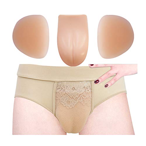 ONEFENG Crossdresser Bragas Escondiendo Gaff Genitales Bragas Gay Falsa Vagina Ropa interior Moldeado Bragas Lencería sexual Tanga Transexual Transgénero Lencería Medias Pantalones cortos para hombres