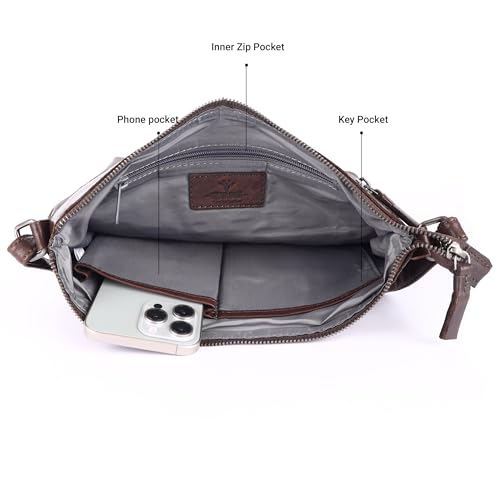 Image of LEDERBUCK Olga Women's Extra-Large Genuine Leather Crossbody Purse - Soft Triple-Zip Shoulder Bag