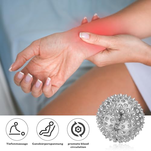 4 Igelball Massageball&8 Akkupressurringe, Magnetische Igelbälle, Akupressur Ringe Set, Skills Borderline Set,Akupressurring Finger Massageringe,Magnetic Igelball für Stressball Relief(Gold, Silber)