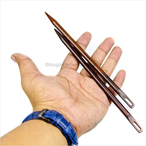 Image of Double Point Rosewood Crafted Premium Knitting Needles | Yarn Storage & Crocheting Accessories | Nagina International (Rosewood, 9mm)