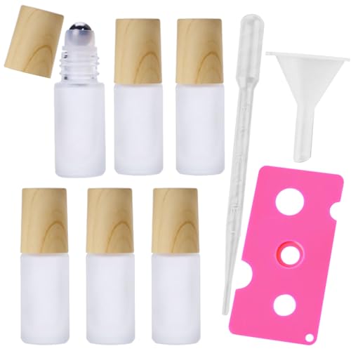 clowin ロールオンボトル 5ml ガラス 遮光 香水入れ ロールオン 容器 香水 ミニボトル 詰替えアロマ 5mL (5mlボトル6本＋詰め替えセット)のサムネイル