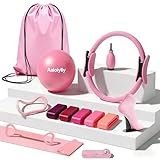Aaloiyliy Home Pilates Ring and Ball Set for Women with 5 Resistance Bands 13 inch Magic Circle Workout Starter Kit for Beginners Full Body Toning 15 Min Daily Routine Pilates Equipment