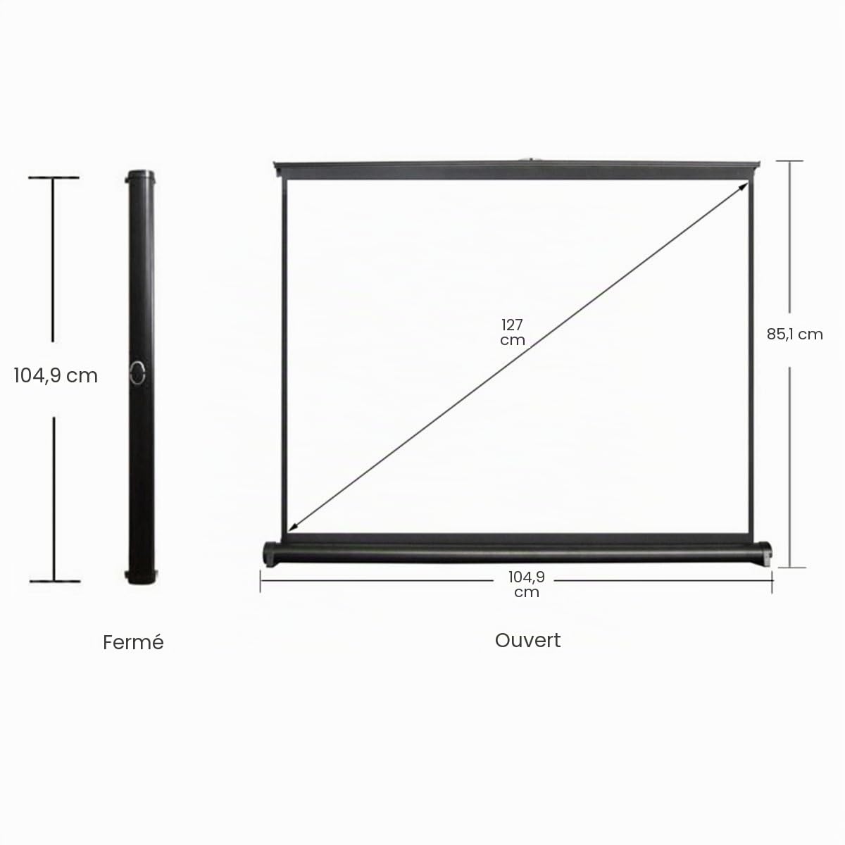 Cocar P1-SN50 Écran de Projection Portable de 50" pour projecteur LED/LCD/DLP Mini/Professionnel Style extractible Intérieur Extérieur Compatible 4:3/16:9