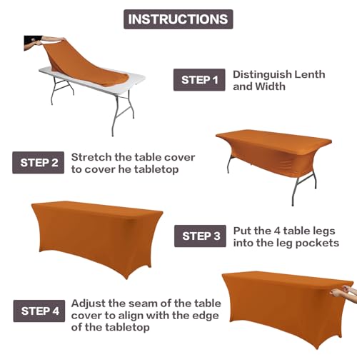Image of IVAPUPU 2 Pack 6FT Table Cloth for Rectangular Fitted Events Stretch Caramel Table Covers Washable Spandex Tablecloth Protector for Party, Wedding, Cocktail, Banquet, Festival