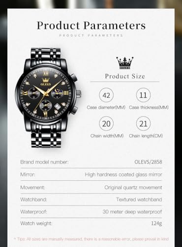 Image of OLEVS Watch for Men Diamond Business Dress Analog Quartz Stainless Steel Waterproof Luminous Date Two Tone Luxury Casual Wrist Watch Blue