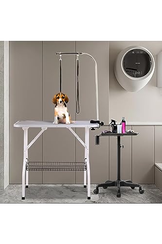 The Fellie Foldable Dog Grooming Table with Adjustable Height Arm, Heavy Professional Pet Grooming Table with Noose & Mesh Tray, Dog Beauty Table for Small/Large Dogs Cats, 91x 61x 80cm, Black - Image 5