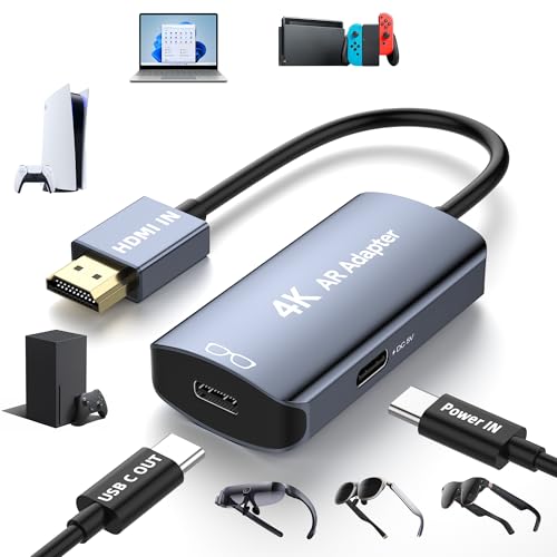 HDMI to USB C Adapter 4K@60Hz for AR Glasses HDMI Male to USB C Female for XREAL One/Air 2 Pro VITURE Pro RayNeo Air 2s Rokid Max Switch 2/1 Steam Deck PS5/4 Xbox ROG Ally Portable Monitor