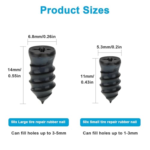 Image of Linkstyle 100PCS Tire Repair Screws, Screw-in Tire Plugs, 2 Screwdrivers