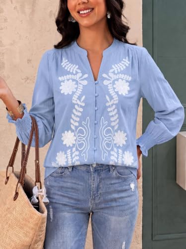 Women's Embroidered Cotton Boho Top - image 8
