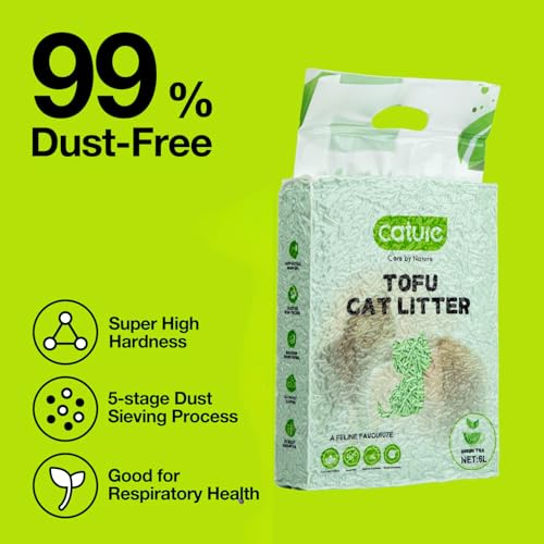 Image of Cature Care by Nature Tofu Cat Litter Natural Flushable Clumping Litter Plant Based Biodegradable Ultra Odour Control 99% Dust Free Low Tracking Cat Litter (Green Tea, 6L)