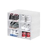 👟 Cuerpo de Caja Transparente: La tapa abatible en la parte frontal de estas cajas de zapatos tiene un diseño transparente. La visión es clara y clara de un vistazo. Resistente al polvo y resistente, puede ver fácilmente los artículos en la caja y encontrar los zapatos que desea en tres segundos.