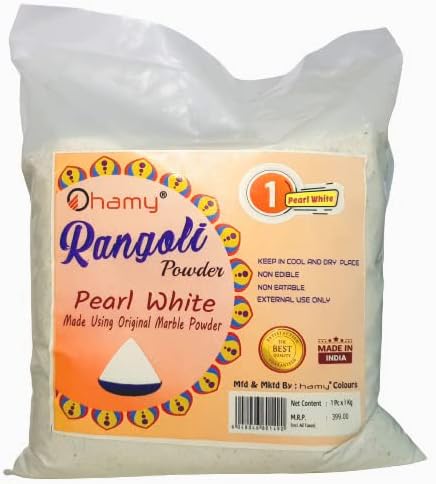 hamyยฎ Premium Marble White Rangoli Powder โ First Quality Muggu Pindi (1 Kg) | Smooth, Fine Texture for Vibrant Kolams & Festive Dรฉcor | Buy Only from Authorized Seller hamyยฎ