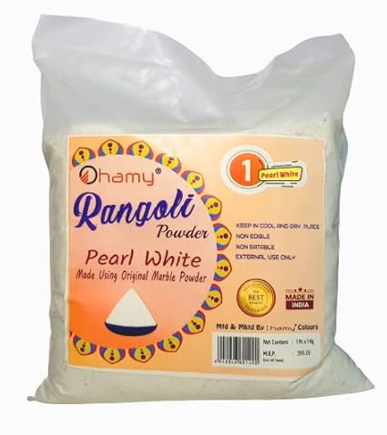 hamy Marble White Rangoli Powder First Quality Muggu Pindi - 1 Kg - Always Buy Only from Authrosied Seller Name : hamy 