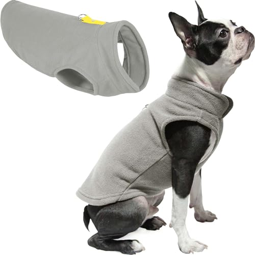 Image of Gooby Fleece Vest Dog Sweater, Yellow, Large | Soft warm fleece; Pullover, easy on /off (no zippers); O-ring leash attachment; Machine washable