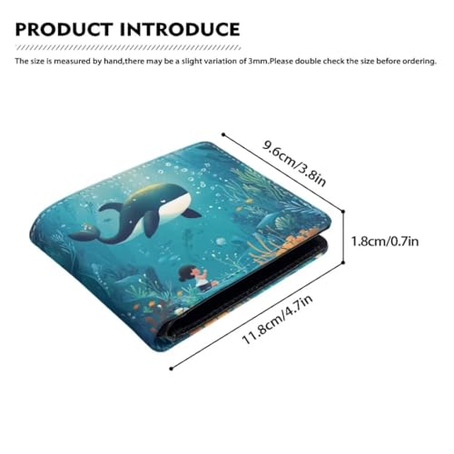 Image of Coldinair Cute Whale Wallets for Kids Boys Ages 4-18,Leather Wallet for Teen Boys Kids Purse,Cool Wallet Credit Id Card Cash Holder Rfid Blocking,Green