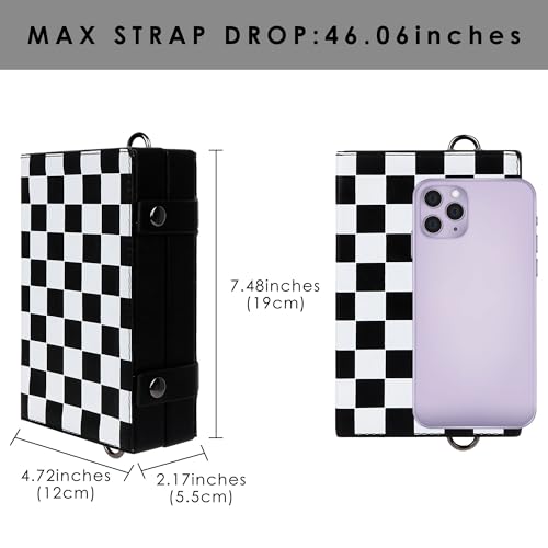 Crossbody Bag Unisex, Black and White Leather Shoulder Bag, Minimalist Punk Handbag2