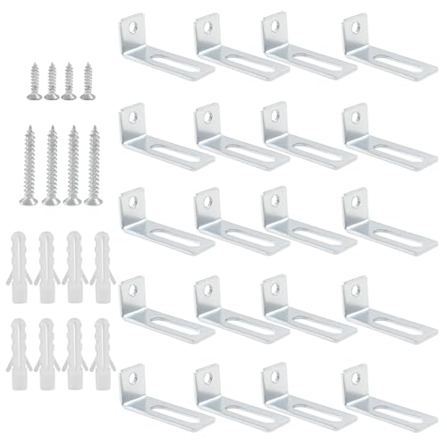 Bivethoi 20 Set Whiteboard Brackets Whiteboard Installation Hardware Kit Mounting Wall Hanging Brackets Include Hanger Supports, Screws, Expansion Tube for Hanging School Office Supplies,1.26x0.47in