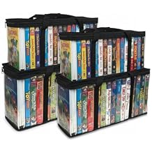 Evelots 4 Pack VHS Storage Bag-Movie Organizer-Video Tape-Handles-Hold 60-No Dust