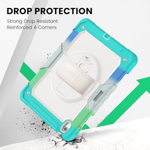Image of SEYMAC for iPad Air 13 Inch Case M4 / M3 / M2 (2026 /2025 / 2024), Heavy Duty Shockproof Protective Case with Screen Protector, 360 Rotating Stand, Hand /Shoulder Strap and Pen Holder, Colorful Blue