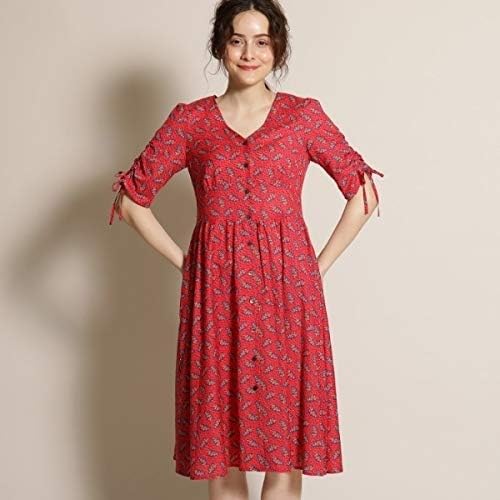 Amazon Co Jp アナトリエ Anatelier ワンピース Web限定カラーあり Lサイズあり リバティ Vネック花柄ワンピース ブラウン 142 38 M 服 ファッション小物