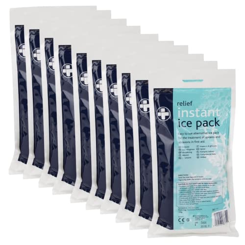 Reliance Medical 200g Relief Instant Ice Pack - Disposable Cold Therapy Ice Packs Instant Pain Relief for Back Neck Ankle Sprains Abrasions Headaches and Toothache (Pack of 10)