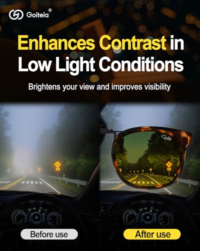 Image of Goiteia Oversized Night Driving Glasses Clip on For Driving-Polarized Anti Glare From Headlights,Framed To Conceal Glasses