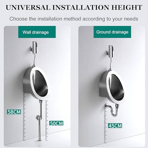 Urinario de acero inoxidable de pared con cisterna y sensor automatico para adultos 5