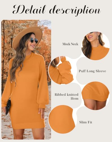 Image of GRECERELLE 2026 Womens Fall Winter Mock Neck Mini Pullover Sweater Dress