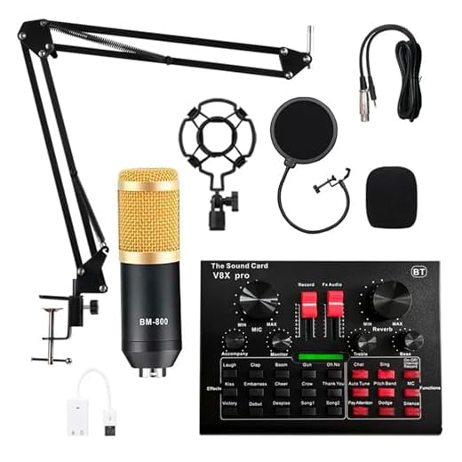 Kit Microfone Condensador BM800 Mesa de Áudio V8 Adaptador de Áudio USB Transmissão ao Vivo Streaming PodCast