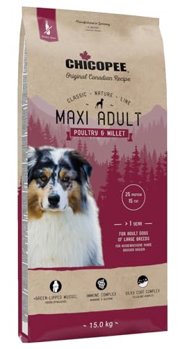 Chicopee Classic Nature Line | Maxi Puppy | Hundefutter trocken | Mit Geflügel & Hirse | Weizenfrei | Bedarfsgerechtes Life-Cycle-Konzept | Inspiriert von der Natur Kanadas | 15 kg