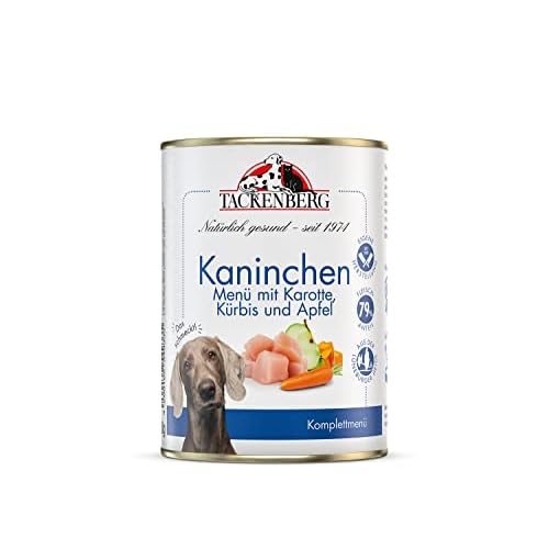 TACKENBERG Kaninchen mit Karotte, Kürbis & Apfel Nassfutter Dose für Hunde - Hundefutter in Premiumqualität - natürlich getreidefrei - 6 x 800 g