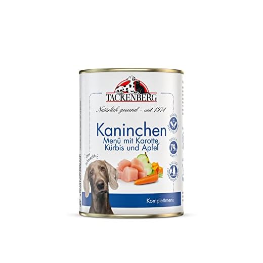 GranataPet Mini Royal Kalb & Kaninchen, Nassfutter für Hunde, Hundefutter ohne Getreide & ohne Zuckerzusatz, Alleinfuttermittel für ausgewachsene Hunde, 11 x 150 g 7 TACKENBERG Kaninchen mit Karotte, Kürbis & Apfel Nassfutter Dose für Hunde - Hundefutter in Premiumqualität - natürlich getreidefrei - 6 x 800 g