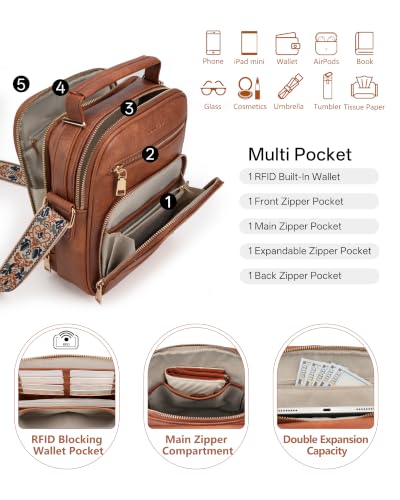 Image of Large Crossbody Bags for Women,Boho Strap Vegan Leather Purse | Built-in Wallet RFID Womens Crossbody Purse,Structured, Multi Pockets, Versatile Shoulder Bag for Travel,commuting,daily