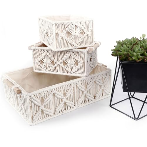 Accessoire Boîtier Rangement Tissage Tissus et Télécommandes - Panier Coton Maison