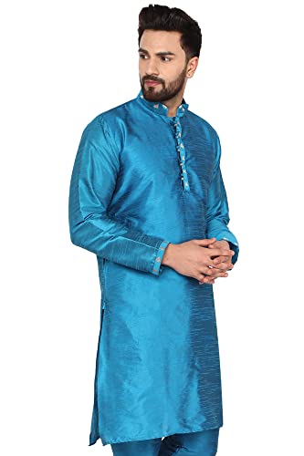 SKAVIJ Mens Art Silk Embroidered Long Kurta3