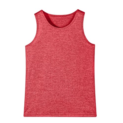 Hercugifts Girls/Kids/Teen Quick Dry Tank Tops Undershirts Moisture Wicking Active Athletic Sleeveless Shirts （Age 5-16Y） Red