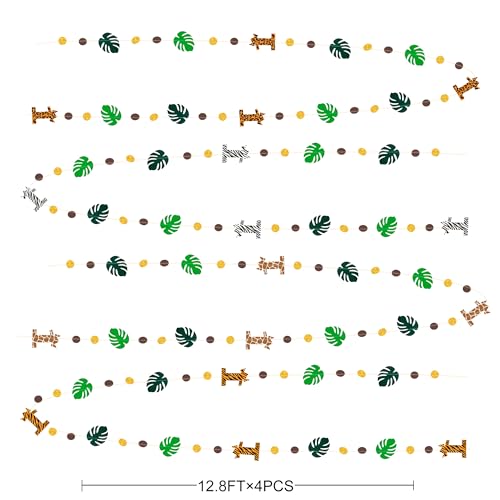 Image of Pinkblume Wild One Jungle Theme Decorations - Palm Leaf Dot Circle Garland, Safari Animal 1st Birthday Supplies