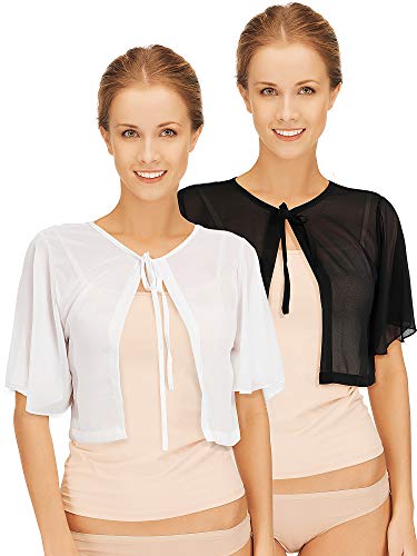 2 Pieces Chiffon Shrug Sheer Cardigan Shrug Shawl Chiffon Crop Shrug Short Open Front Chiffon Cardigan for Summer Vacation (S)