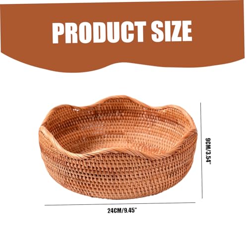 Cesta de mimbre tejida con borde ondulado y estructura apilable 3