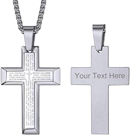 GOLDCHIC JEWELRY Stainless Steel Cross Necklace for Men Women, 18K Gold Black Jesus Crucifix Christian Jewellery, Baptism Church Gift, Can Custom Engraving