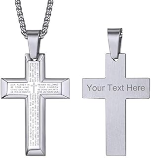 GOLDCHIC JEWELRY Stainless Steel Cross Necklace for Men Women, 18K Gold Black Jesus Crucifix Christian Jewellery, Baptism Church Gift, Can Custom Engraving