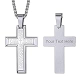 ✍ ✍Custom Engraved Cross Necklace: You can design it with your choice of engrave name, date, love words, encouraging words or any words you want. →➟ Click on the 'Customize Now' button to add your engraving requirements and choose your font. Cross Ne...