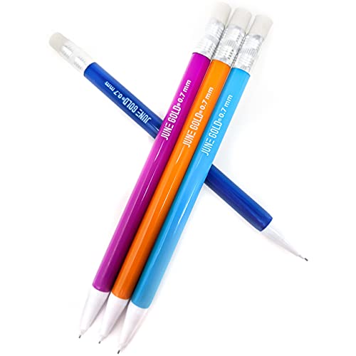 June Gold 68 Mechanical Pencils, 0.7 Mm Hb #2 Graphite Lead, Break Resistant Lead, Hexagon Barrel #TOP1
